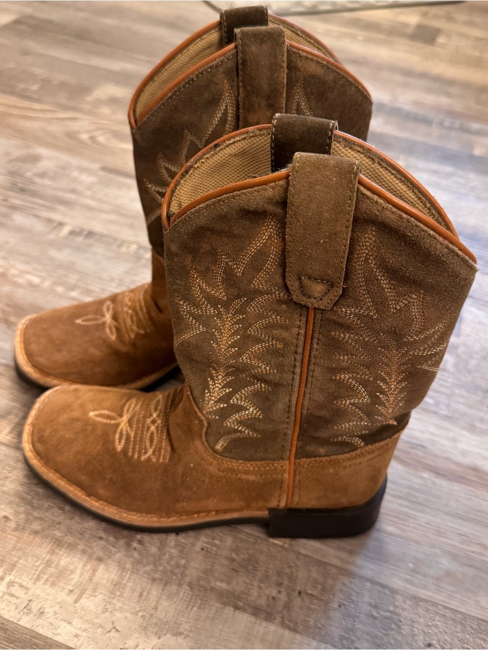 Cowboy Legend Kids Brown Suede Western Cowboy Boots Size 13 EUC
